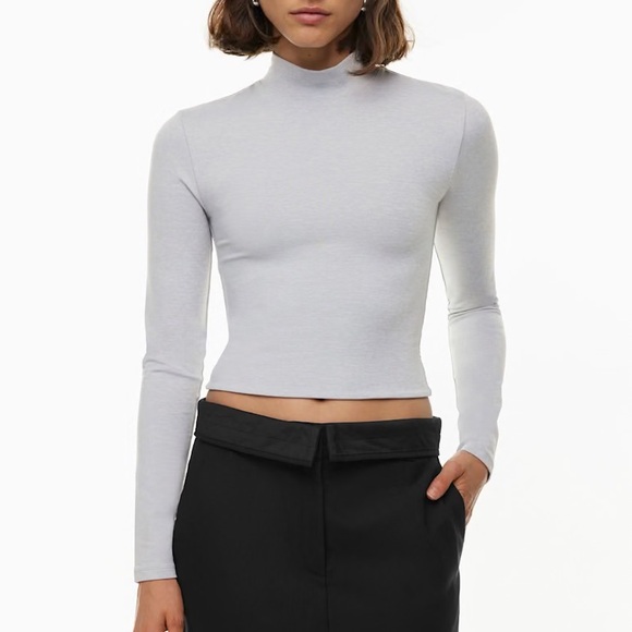 Aritzia Heather Grey Mock Neck Long Sleeve Shirt - Picture 1 of 6